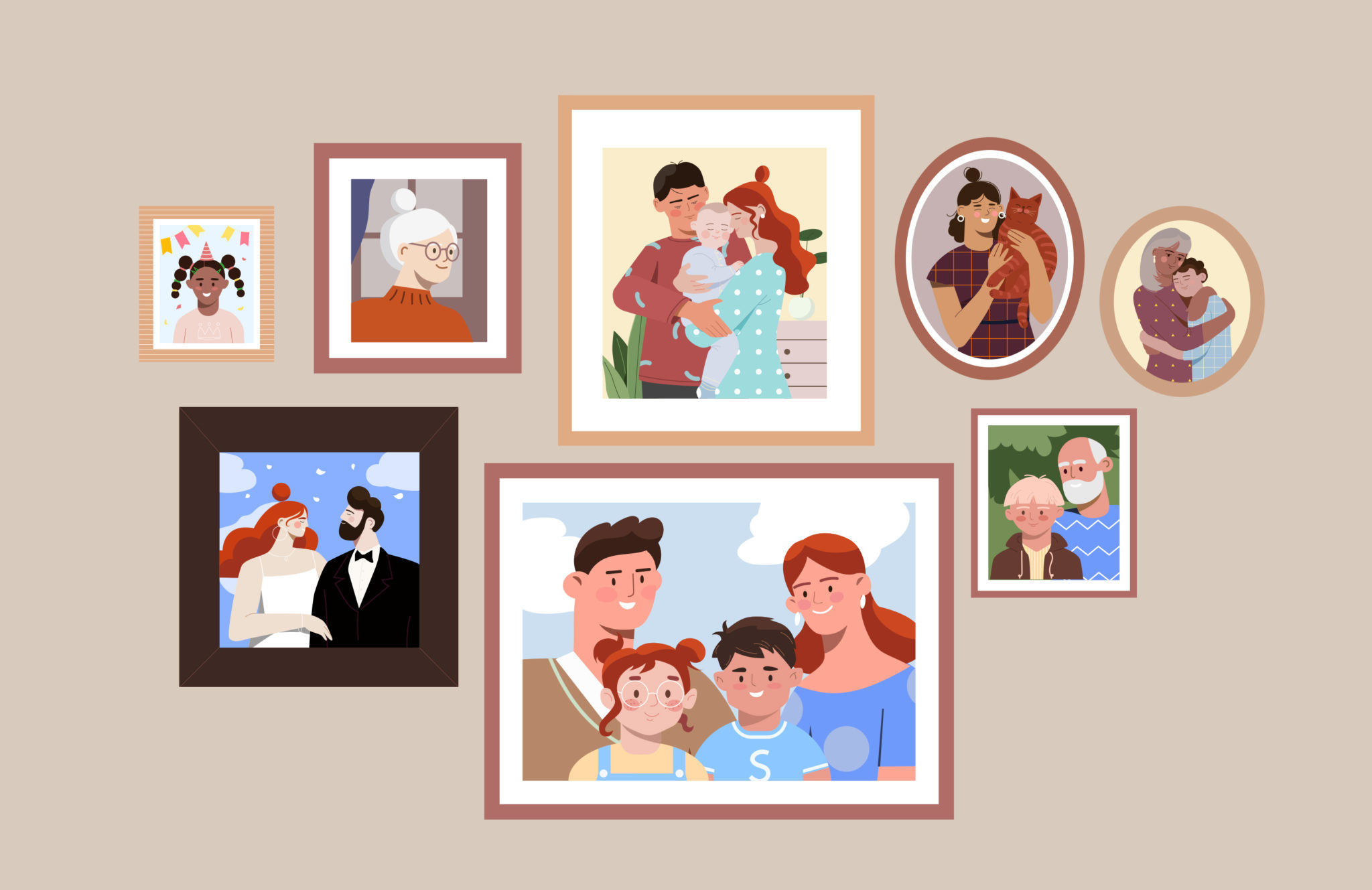 An illustration showing different families