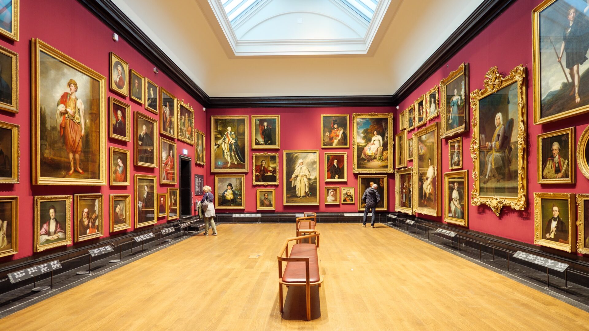 Image of classic historical paintings on display inside the National Portrait Gallery