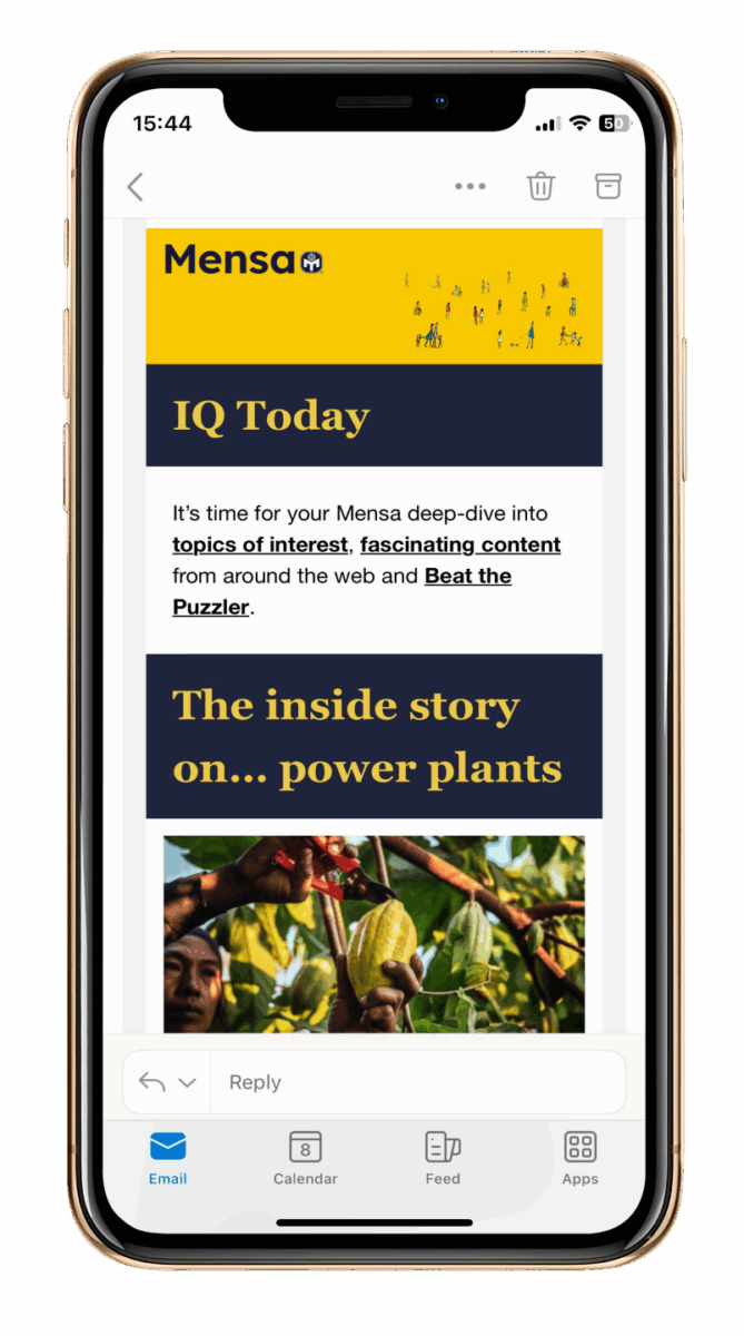 iPhone screen showing IQ Today 11 July newsletter