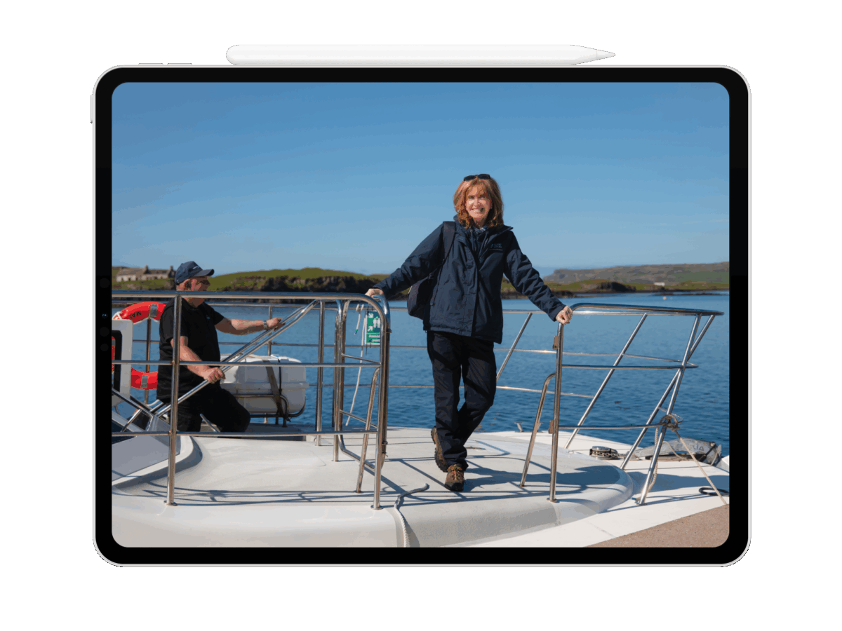 Behind the scenes image showing recording happening at the isle of Canna.