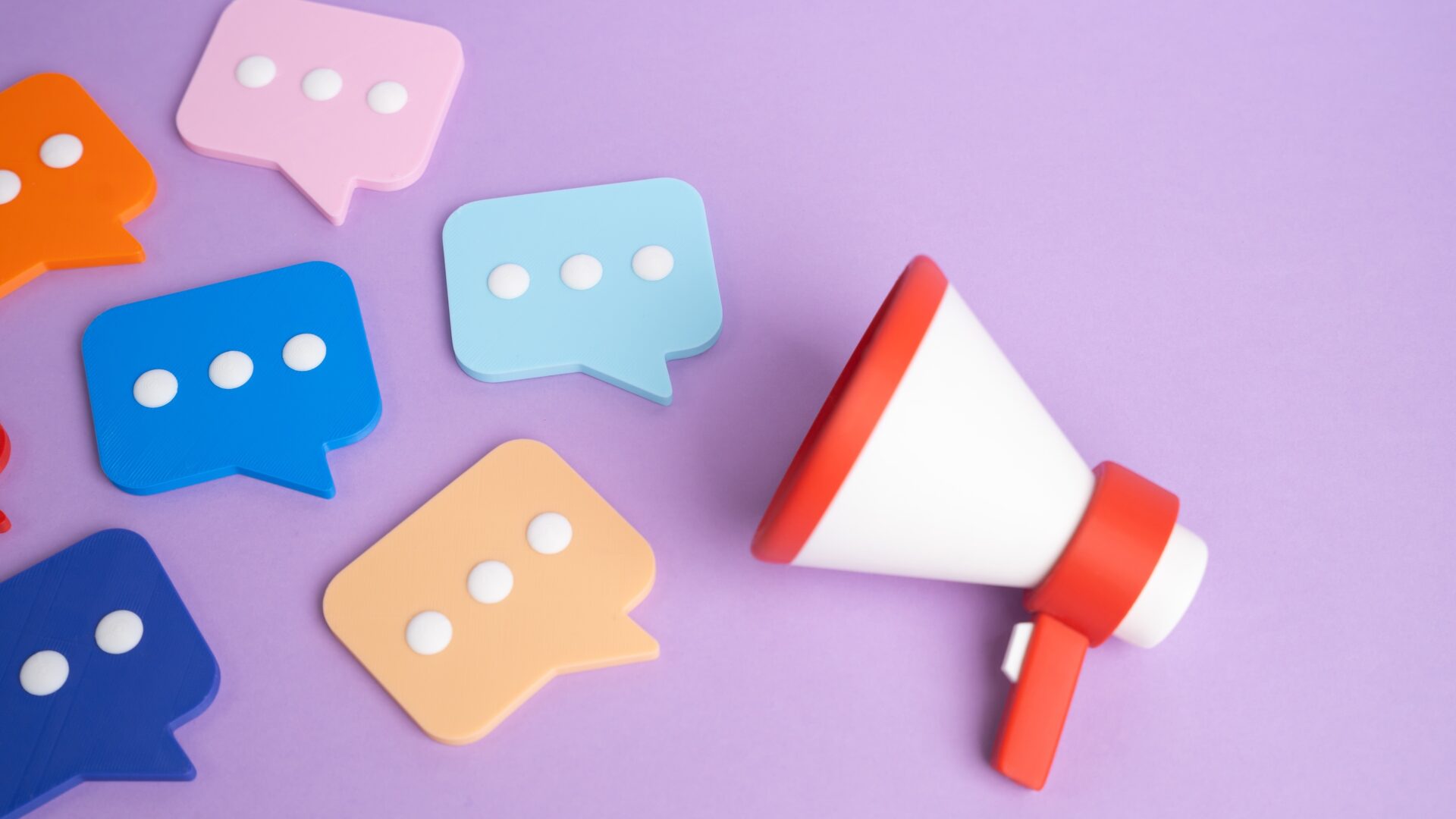 Megaphone with speech bubbles