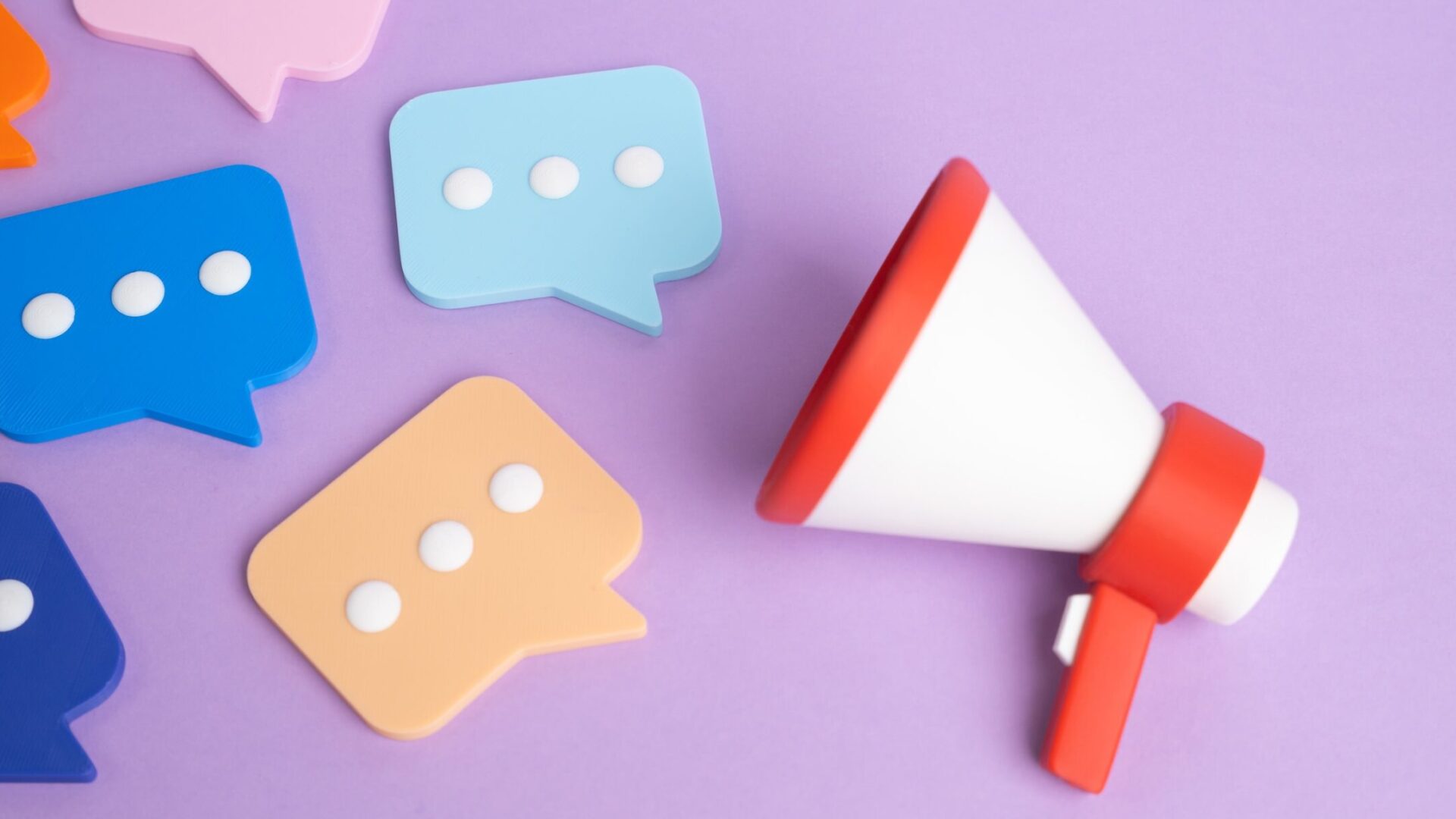 Megaphone with speech bubbles