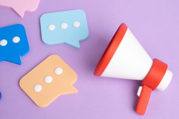 Megaphone with speech bubbles