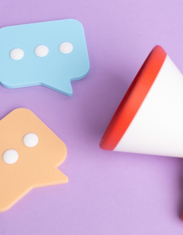 Megaphone with speech bubbles
